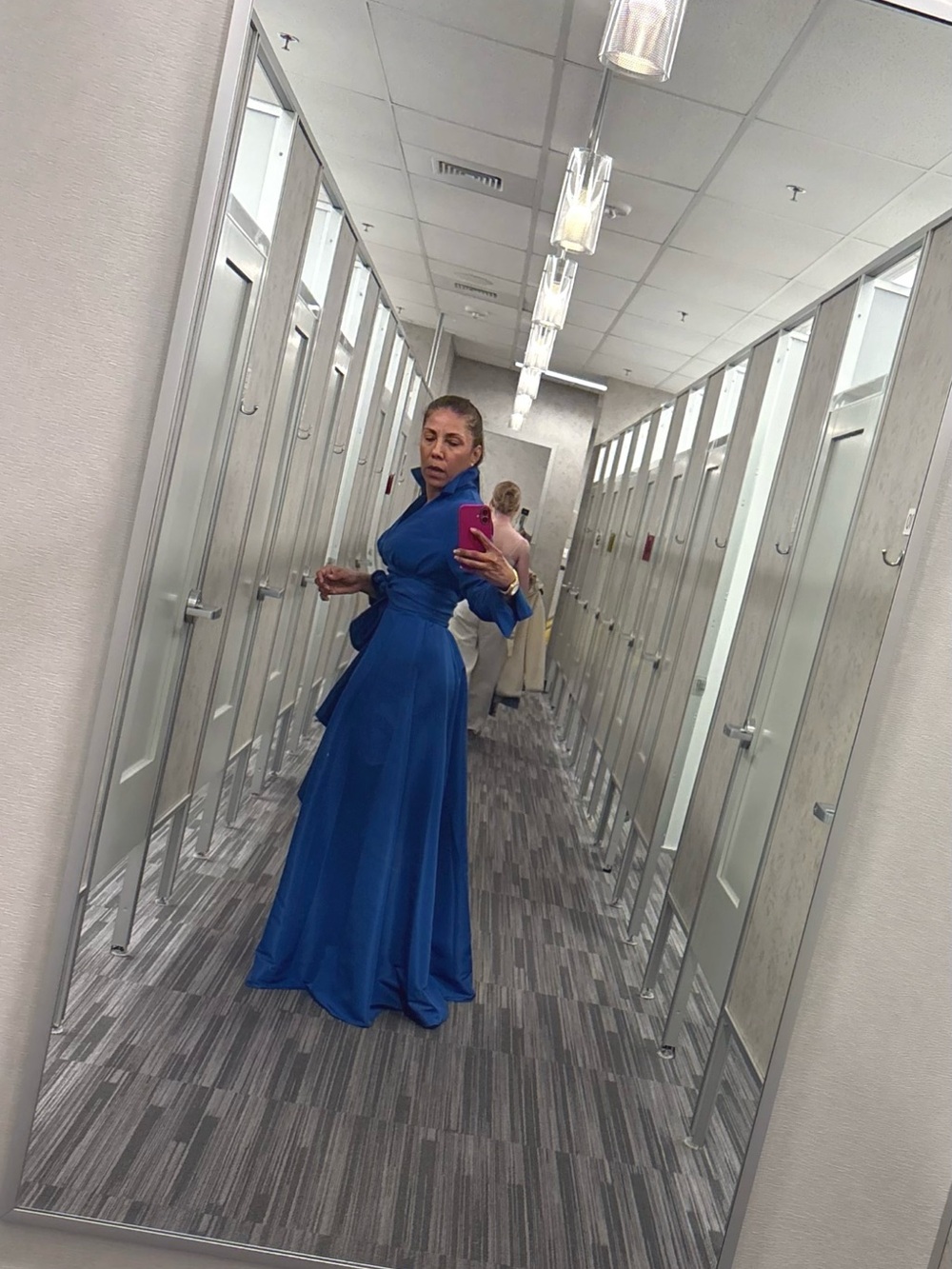 Elegant Blue Wrap Maxi Dress - Long Sleeve
